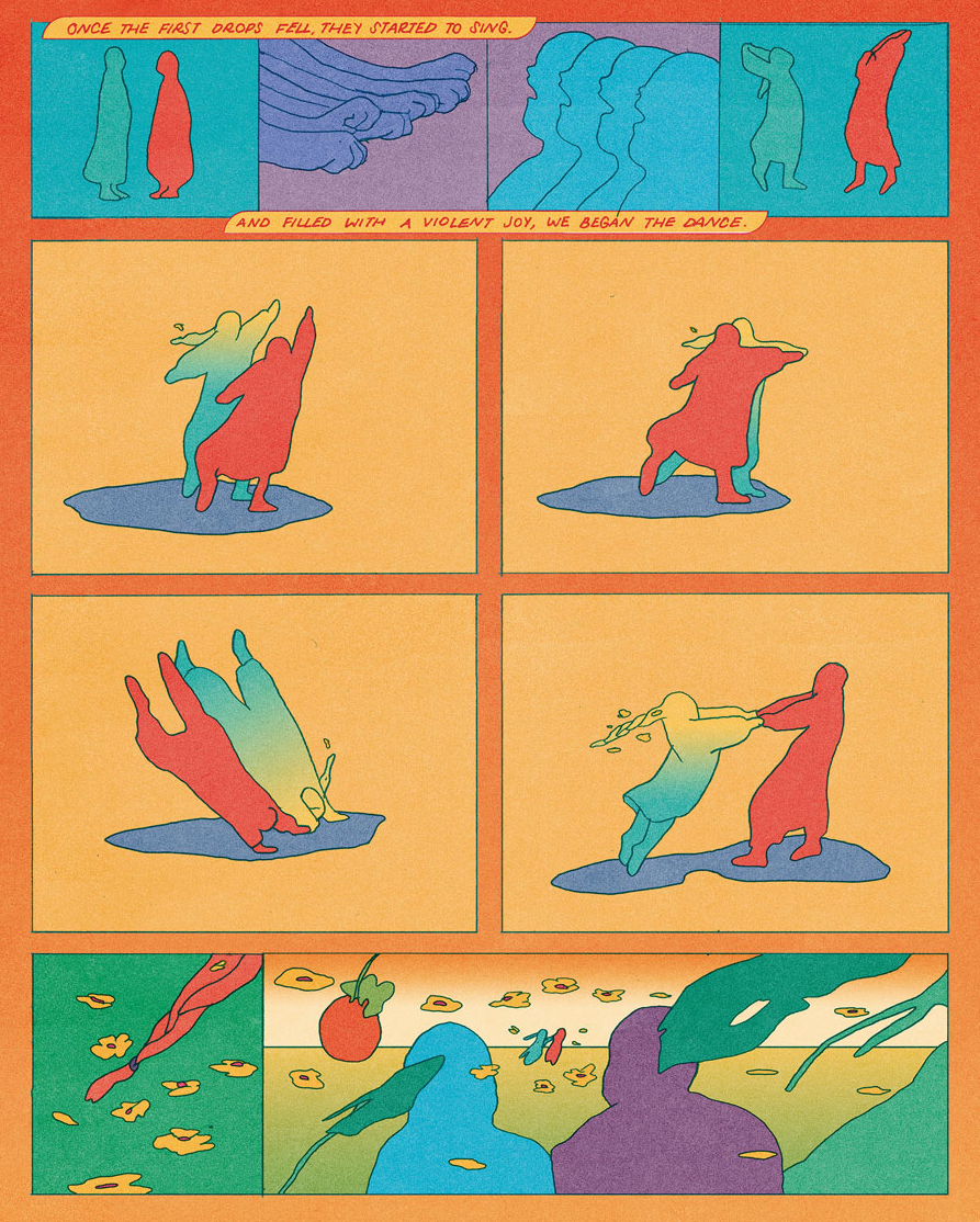 Comic strip about spring and ritual by Maria Medem in bright joyous colors