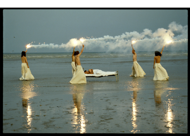 Still from Jarman’s film The Garden (1990), captured by Liam Daniel.